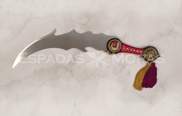 Espada mora Sakara personalizada con hoja curva de aluminio y empuñadura de madera